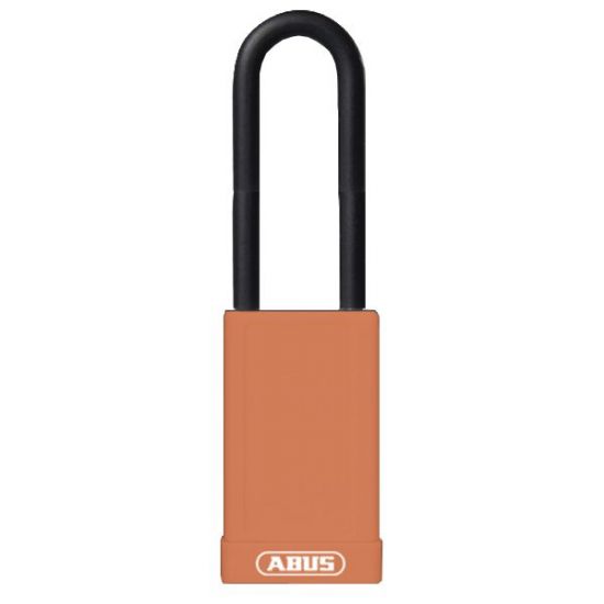 ABUS 74HB Series Long Shackle Lock Out Tag Out Coloured Aluminium Padlock Orange - Click Image to Close