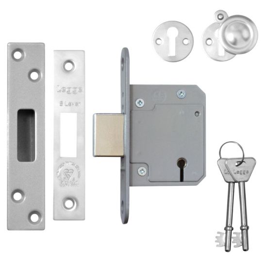 LEGGE Value BS 5 Lever Deadlock 64mm SS KD Boxed - Click Image to Close