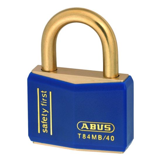 ABUS T84MB Series Brass Open Shackle Padlock 43mm Brass Shackle KD (22717) Blue T84MB/40 Boxed - Click Image to Close