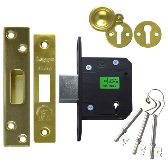 LEGGE New Style N5641 & N5761 5 Lever Deadlock 64mm PB KD Boxed - Click Image to Close