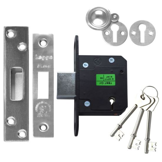 LEGGE New Style N5641 & N5761 5 Lever Deadlock 64mm SS KD Boxed - Click Image to Close