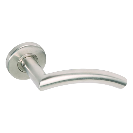 BRITON Curved Mitred Lever on Rose with Round Bar Curved Mitred 4205.19.SS - Click Image to Close