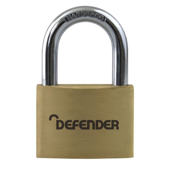DEFENDER Brass Open Shackle Padlock 50mm KD - Click Image to Close