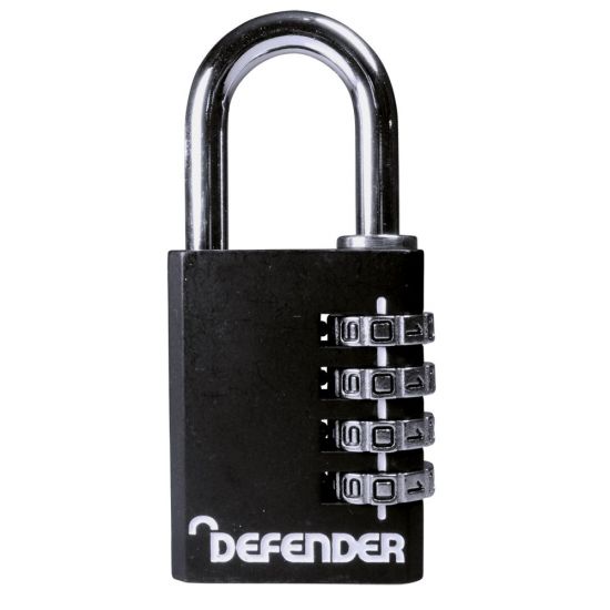 DEFENDER Black Diecast Combination Padlock 40mm - Click Image to Close