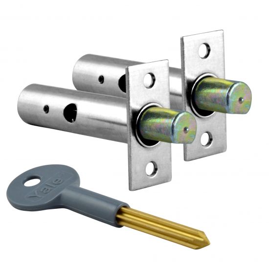 YALE PM444 Door Security Rack Bolt 60mm CH 2 Bolts 1 Key Visi - Click Image to Close