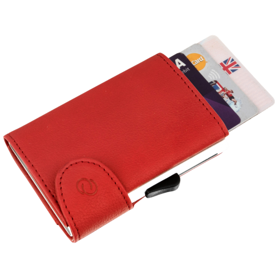 BEE-SECURE C-Secure Leather RFID Flip Up Wallet Red Leather - Click Image to Close