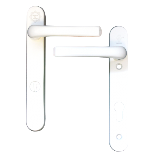MILA Pro Secure PAS24 2 Star 220mm Lever/Lever Door Furniture White (Bagged) - Click Image to Close