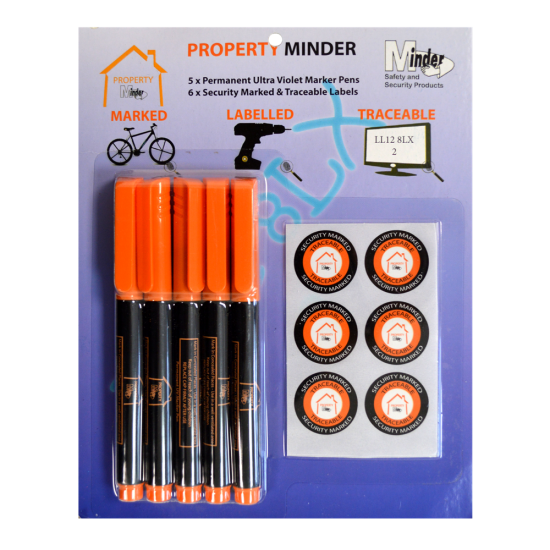 MINDER Property Minder Thick UV Marker Pens 5 Pack - Click Image to Close