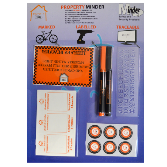 MINDER Ultimate Property Marking Pack Permanent Ink & UV - Click Image to Close