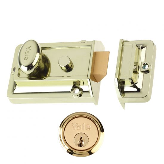 YALE 77 & 706 Non-Deadlocking Traditional Nightlatch 60mm BLUX with PB Cylinder Boxed - Click Image to Close