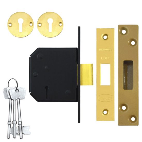 WILLENHALL LOCKS M1C 5 Lever Deadlock 80mm PB KD Boxed - Click Image to Close