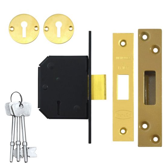 WILLENHALL LOCKS M1C 5 Lever Deadlock 67mm PB KD Boxed - Click Image to Close