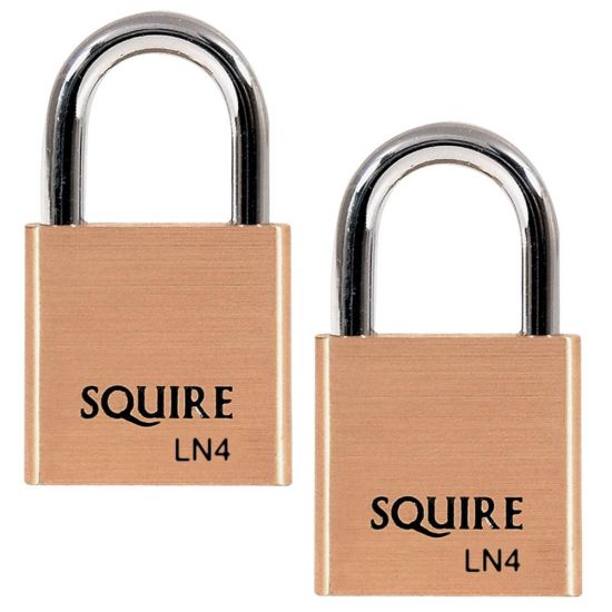SQUIRE Lion Range Brass Open Shackle Padlocks 40mm KD Pair Visi - Click Image to Close