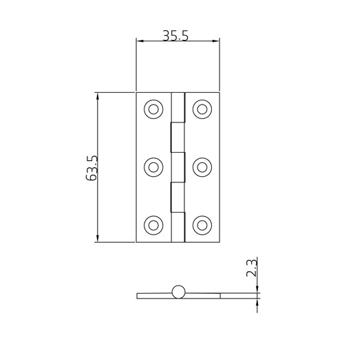 0960 Brass Butt Hinge 63.5mm x 35.5mm (Pair) - Click Image to Close