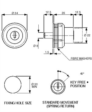 L&F 5886 Glass Sliding Door Lock - Plunger Type - Click Image to Close