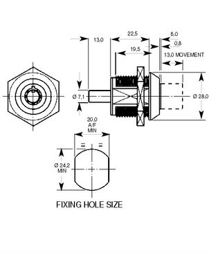 7357 Radial Pin Tumbler (RPT) PLUNGER Lock - Click Image to Close