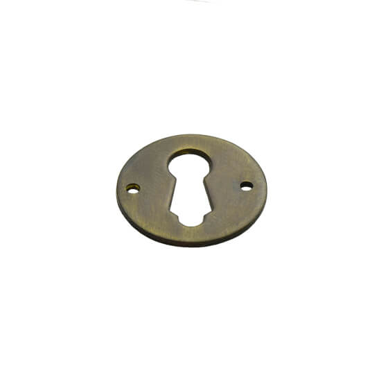 Antique Brass Round Escutcheon - Click Image to Close