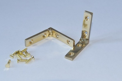 Polished Brass Strap Stop Hinge (Pair) - Click Image to Close