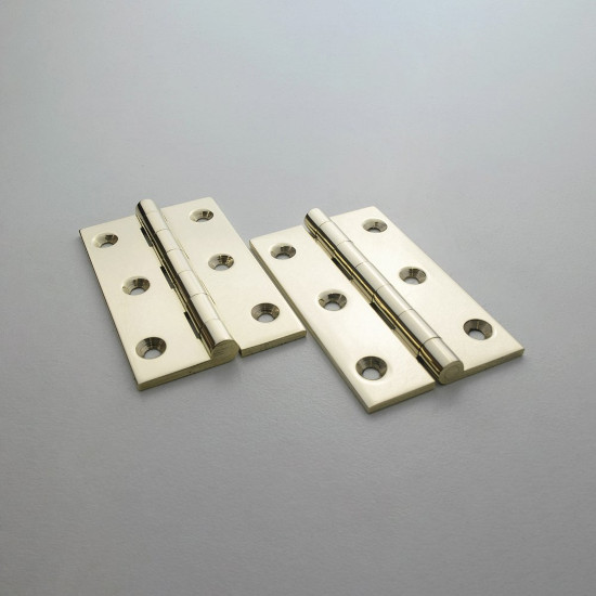 Precision Polished Brass Butt Hinge 64mm (Pair) - Click Image to Close