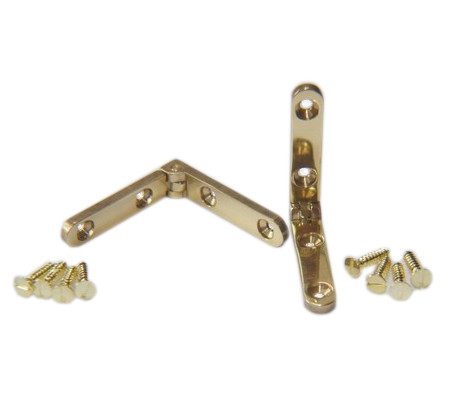 Polished Brass Box Stop Hinge (Pair) - Click Image to Close